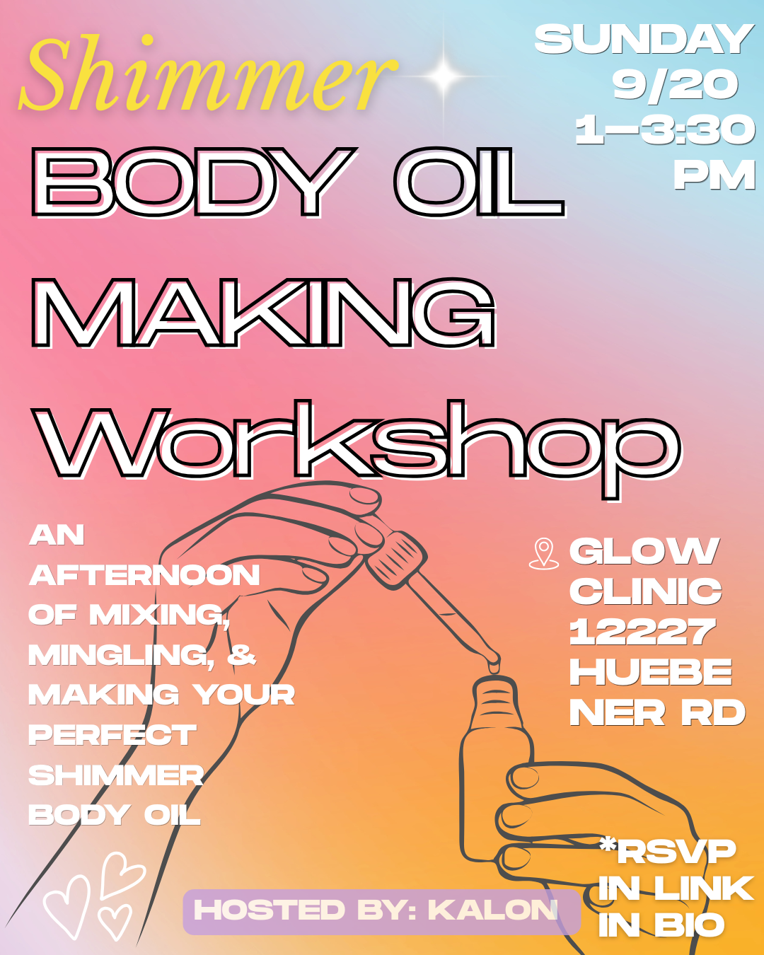 9/20 Shimmer Body Oil Making Workshop—GLOW CLINC